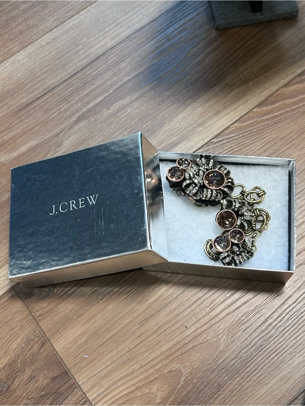NWOT J. Crew brulee crystal rhinestone necklace statement Y2K gold bronze